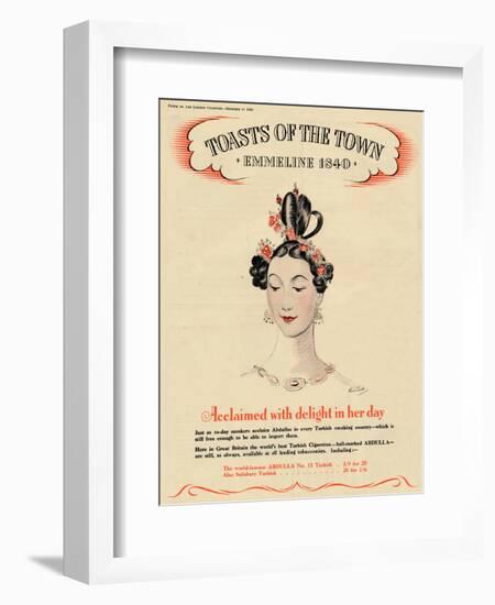 'Acclaimed with delight in her day, Toasts of the Town - Emmeline 1840', 1940-Unknown-Framed Giclee Print