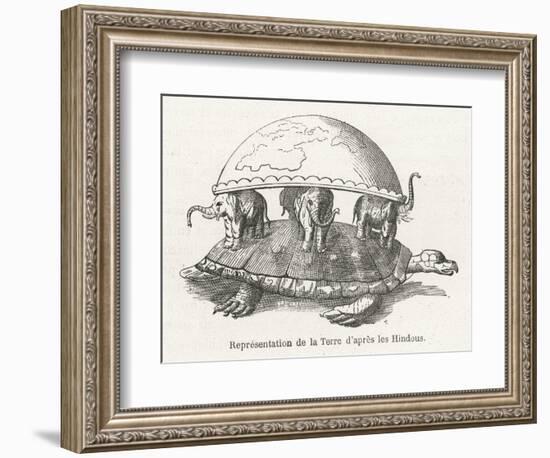 According to Hindu Belief the Earth is Supported on Elephants Standing on a Tortoise-Flammarion-Framed Premium Giclee Print