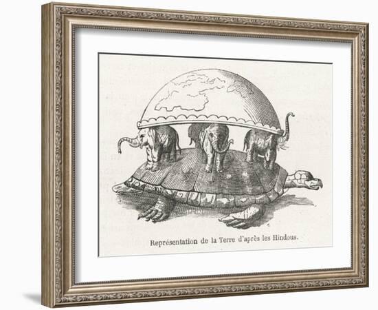 According to Hindu Belief the Earth is Supported on Elephants Standing on a Tortoise-Flammarion-Framed Art Print