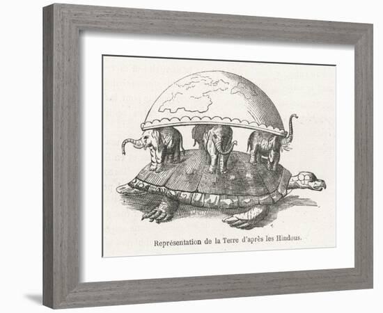 According to Hindu Belief the Earth is Supported on Elephants Standing on a Tortoise-Flammarion-Framed Art Print