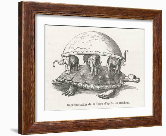 According to Hindu Belief the Earth is Supported on Elephants Standing on a Tortoise-Flammarion-Framed Art Print