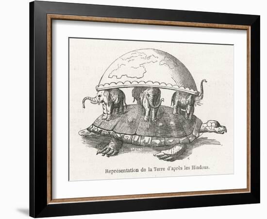 According to Hindu Belief the Earth is Supported on Elephants Standing on a Tortoise-Flammarion-Framed Art Print