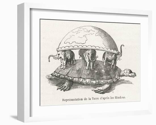 According to Hindu Belief the Earth is Supported on Elephants Standing on a Tortoise-Flammarion-Framed Art Print