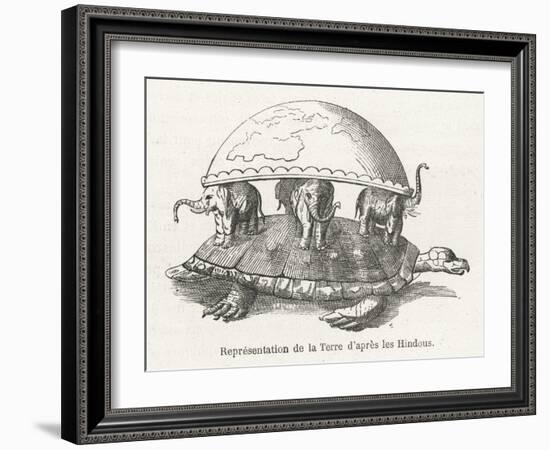 According to Hindu Belief the Earth is Supported on Elephants Standing on a Tortoise-Flammarion-Framed Art Print