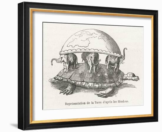 According to Hindu Belief the Earth is Supported on Elephants Standing on a Tortoise-Flammarion-Framed Art Print