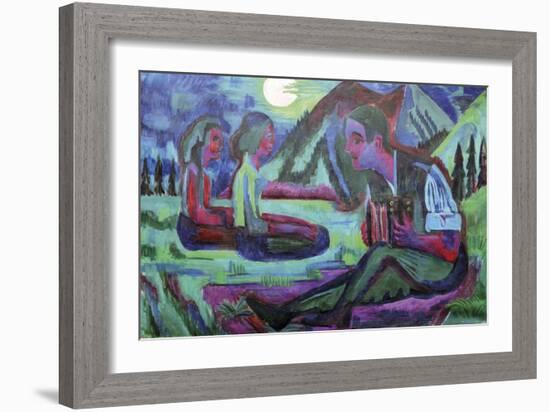 Accordion Player by Moonlight-Ernst Ludwig Kirchner-Framed Giclee Print