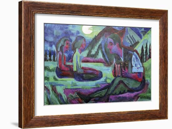 Accordion Player by Moonlight-Ernst Ludwig Kirchner-Framed Giclee Print