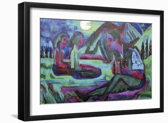 Accordion Player by Moonlight-Ernst Ludwig Kirchner-Framed Giclee Print