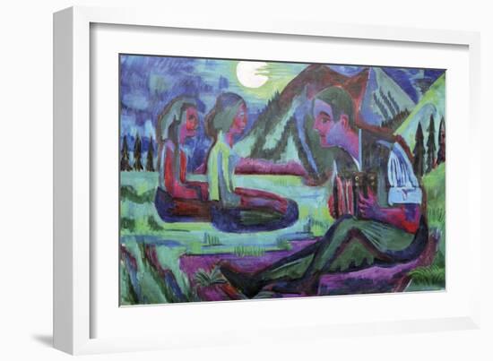 Accordion Player by Moonlight-Ernst Ludwig Kirchner-Framed Giclee Print