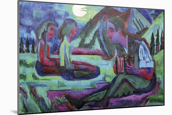 Accordion Player by Moonlight-Ernst Ludwig Kirchner-Mounted Giclee Print