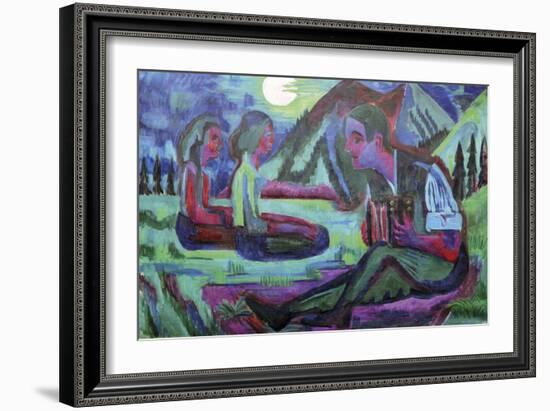 Accordion Player by Moonlight-Ernst Ludwig Kirchner-Framed Giclee Print