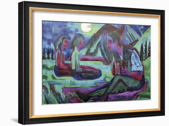 Accordion Player by Moonlight-Ernst Ludwig Kirchner-Framed Giclee Print