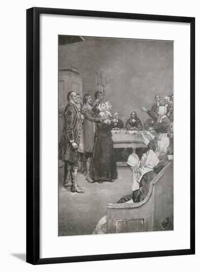 Accusing Girls Exhibit their Demonic Afflictions During Salem Witch Trials, 1692-null-Framed Art Print