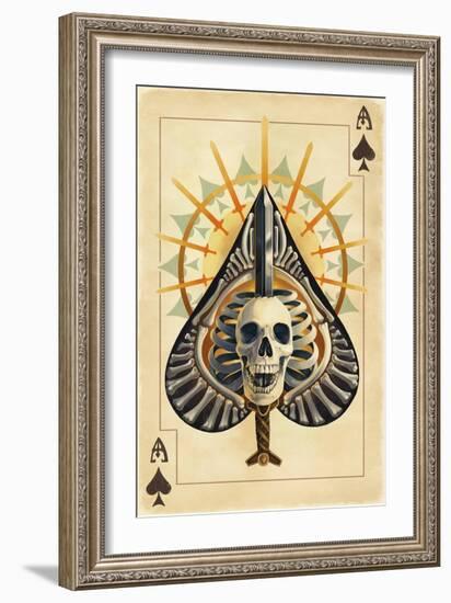 Ace of Spades - Playing Card-Lantern Press-Framed Art Print