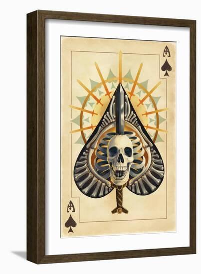 Ace of Spades - Playing Card-Lantern Press-Framed Art Print