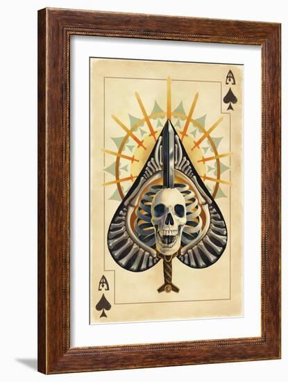 Ace of Spades - Playing Card-Lantern Press-Framed Art Print