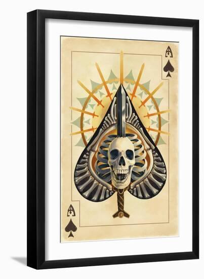 Ace of Spades - Playing Card-Lantern Press-Framed Art Print