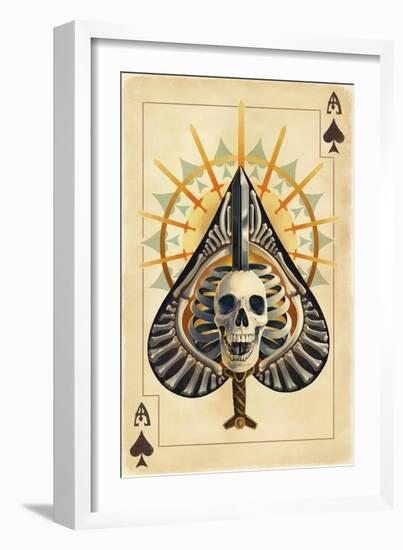 Ace of Spades - Playing Card-Lantern Press-Framed Art Print