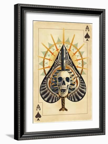 Ace of Spades - Playing Card-Lantern Press-Framed Art Print