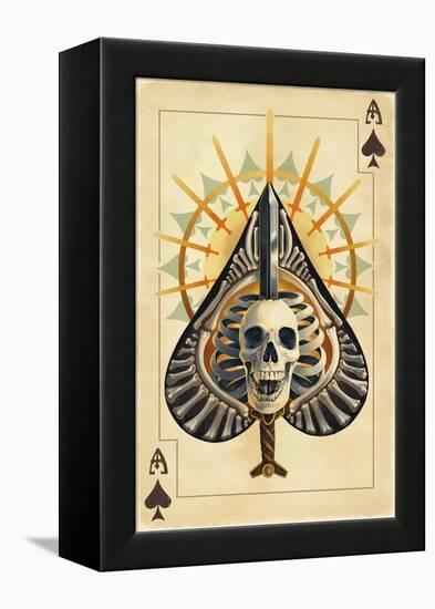 Ace of Spades - Playing Card-Lantern Press-Framed Stretched Canvas