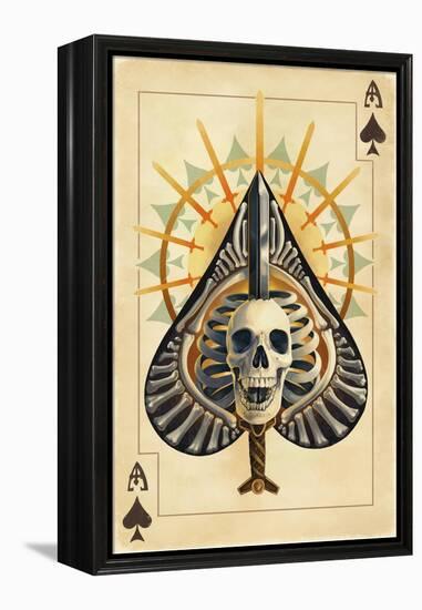 Ace of Spades - Playing Card-Lantern Press-Framed Stretched Canvas