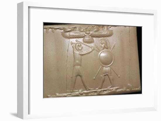 Achaemenid cylinder-seal impression referring to the Greek wars. Artist: Unknown-Unknown-Framed Giclee Print