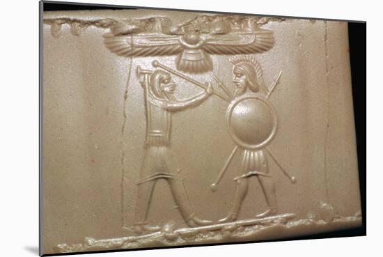 Achaemenid cylinder-seal impression referring to the Greek wars. Artist: Unknown-Unknown-Mounted Giclee Print