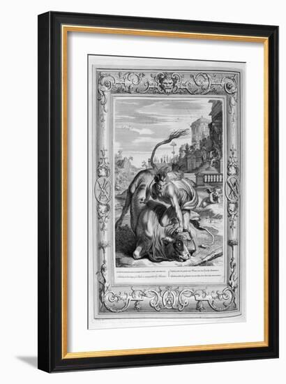 Achelous in the Shape of a Bull Is Vanquished by Hercules, 1733-Bernard Picart-Framed Giclee Print