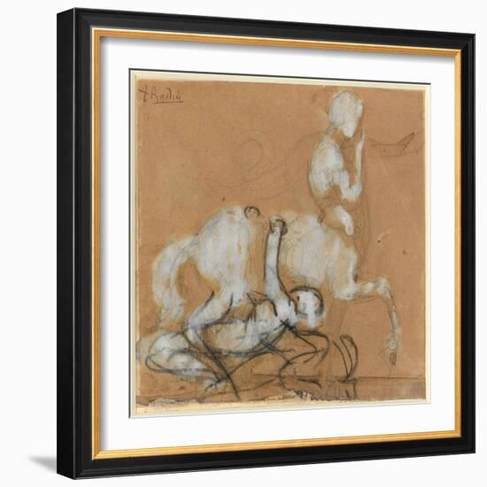 Achilles and Cheiron-Auguste Rodin-Framed Giclee Print