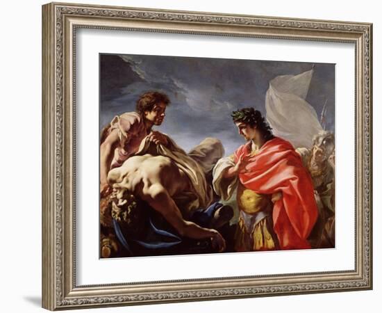 Achilles Contemplating the Body of Patroclus-Giovanni Antonio Pellegrini-Framed Giclee Print