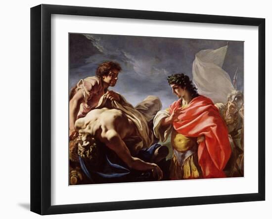 Achilles Contemplating the Body of Patroclus-Giovanni Antonio Pellegrini-Framed Giclee Print