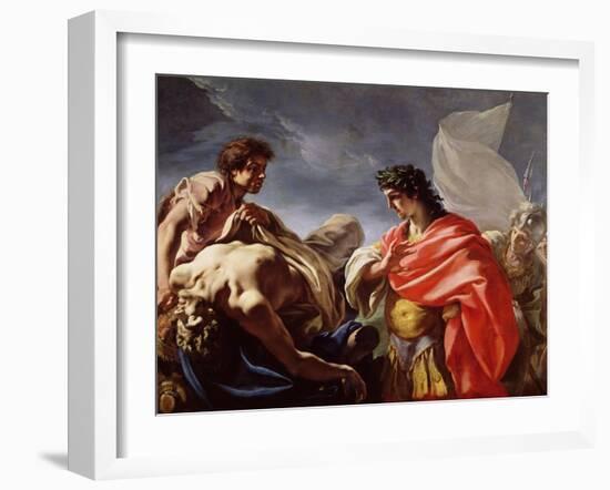 Achilles Contemplating the Body of Patroclus-Giovanni Antonio Pellegrini-Framed Giclee Print