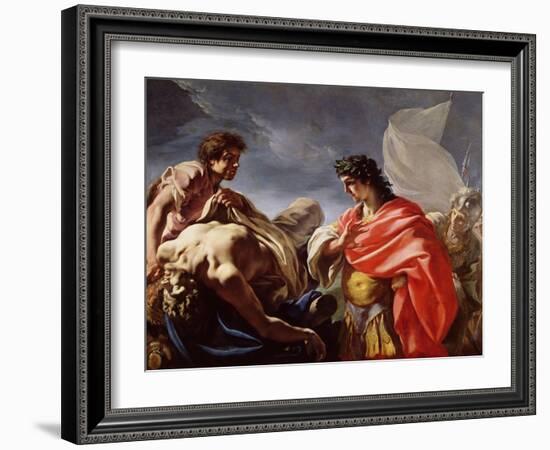 Achilles Contemplating the Body of Patroclus-Giovanni Antonio Pellegrini-Framed Giclee Print