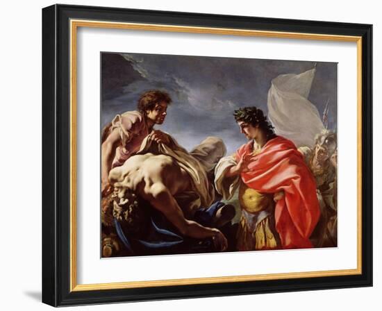 Achilles Contemplating the Body of Patroclus-Giovanni Antonio Pellegrini-Framed Giclee Print