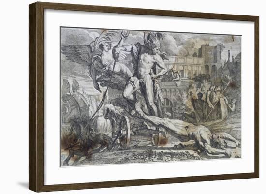 Achilles Dragging Hector's Body around Walls of Troy-null-Framed Giclee Print