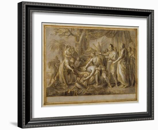 Achilles Lamenting the Death of Patroclus, 1760-63 (Pen and Ink and Wash on Paper)-Gavin Hamilton-Framed Giclee Print