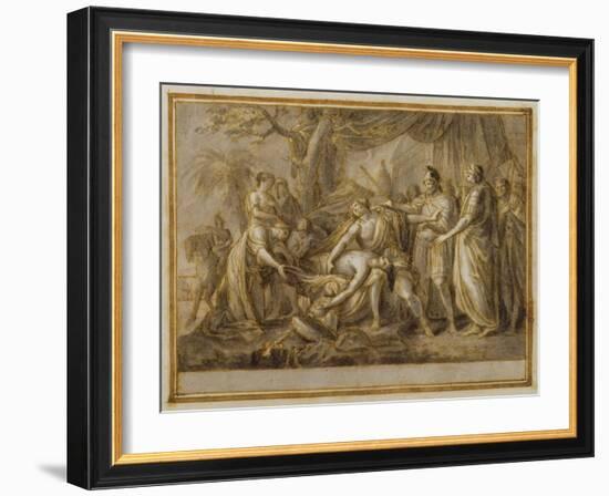 Achilles Lamenting the Death of Patroclus, 1760-63 (Pen and Ink and Wash on Paper)-Gavin Hamilton-Framed Giclee Print