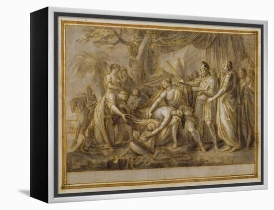 Achilles Lamenting the Death of Patroclus, 1760-63 (Pen and Ink and Wash on Paper)-Gavin Hamilton-Framed Premier Image Canvas