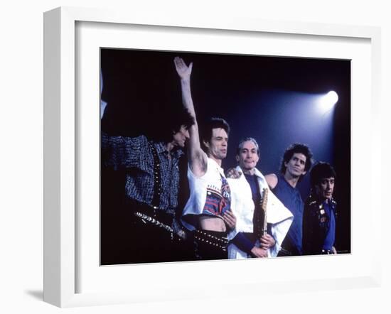 Acknowledging fans After Performance by the Rolling Stones-null-Framed Premium Photographic Print