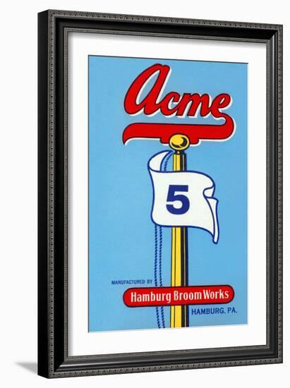 Acme 5 Broom Label-null-Framed Art Print