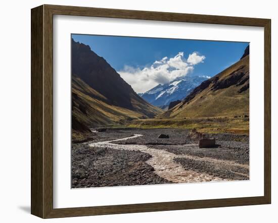 Aconcagua Mountain and Horcones River, Aconcagua Provincial Park, Central Andes, Mendoza Province, -Karol Kozlowski-Framed Photographic Print