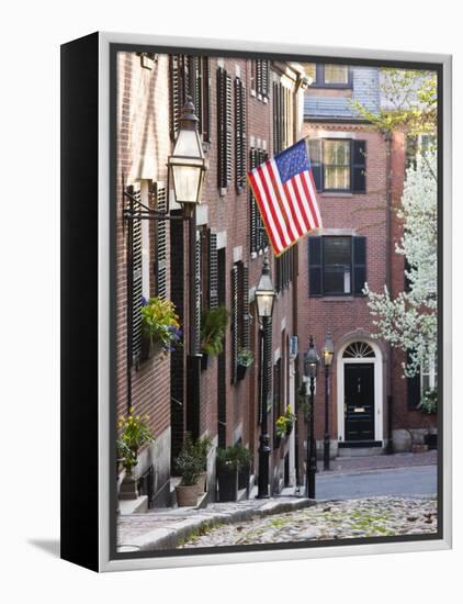 Acorn Street, Beacon Hill, Boston, Massachusetts, USA-Walter Bibikow-Framed Premier Image Canvas