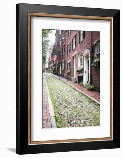 Acorn Street, the Oldest Street in the Beacon Hill Area of Boston Massachusetts-pdb1-Framed Photographic Print