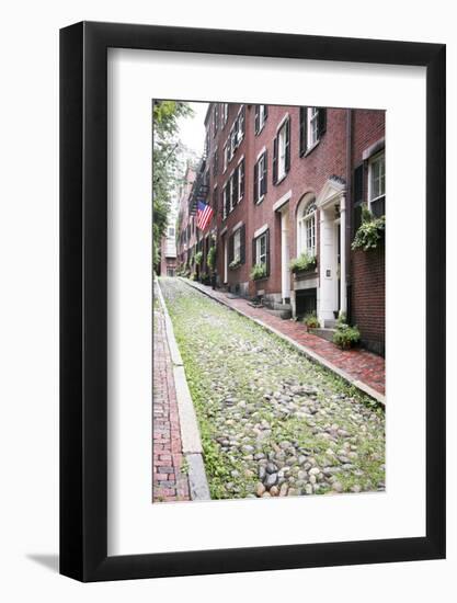 Acorn Street, the Oldest Street in the Beacon Hill Area of Boston Massachusetts-pdb1-Framed Photographic Print