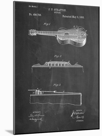 Acoustic Guitar Patent-null-Mounted Art Print