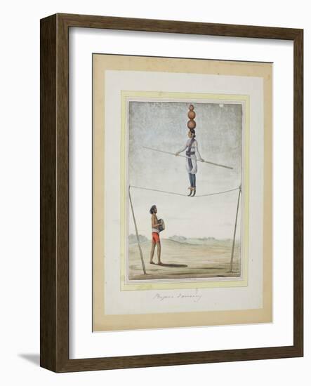 Acrobat on a Tightrope, Drummer Below, C.1820-null-Framed Giclee Print