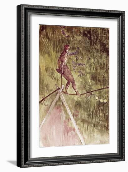 Acrobat on Tightrope-Henri de Toulouse-Lautrec-Framed Giclee Print