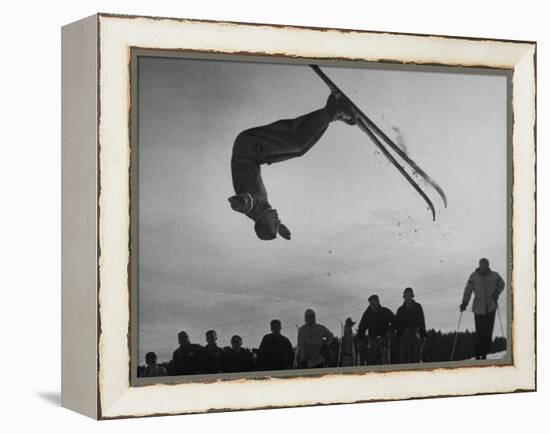 Acrobatic Skier Jack Reddish in Somersault at Sun Valley Ski Resort-J^ R^ Eyerman-Framed Premier Image Canvas