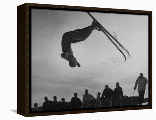 Acrobatic Skier Jack Reddish in Somersault at Sun Valley Ski Resort-J^ R^ Eyerman-Framed Premier Image Canvas