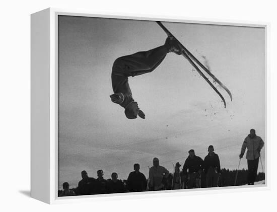 Acrobatic Skier Jack Reddish in Somersault at Sun Valley Ski Resort-J^ R^ Eyerman-Framed Premier Image Canvas